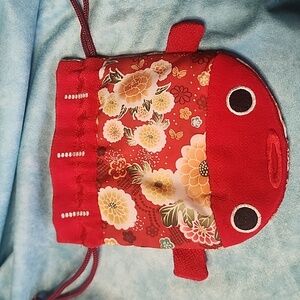 Red Floral Fish Satin Bag
